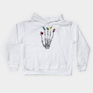 colorful animals on creepy fingertips Kids Hoodie